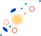 decorative illustration of colorful circles, ovals, and stars